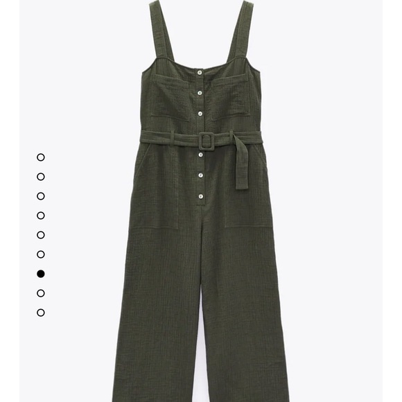🛑SOLD ZARA Green Belted Long Textured Jumpsuit - Picture 3 of 10